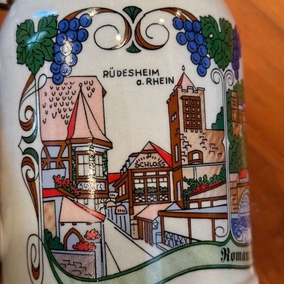 Vintage Germain Lidded Ceramic Stein Heidelberg Rüdesheim a. Rhein - Picture 10 of 14